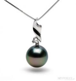 FLAMME-PENDENTIF-PERLE-TAHITI Pendentif Or blanc et perle de culture de Tahiti
